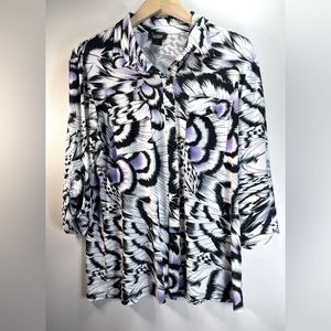 Peck & Peck Abstract Print Top | 3/4 length sleeve | Large